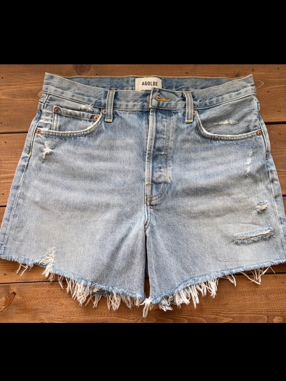 Agolde Parker Distressed Denim Shorts (27)